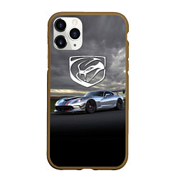 Чехол iPhone 11 Pro матовый Dodge Viper ACR - 645 лошадок - трековые гонки, цвет: 3D-коричневый