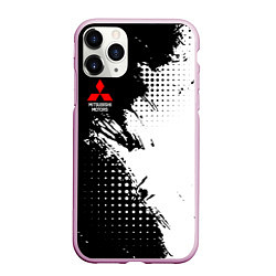 Чехол iPhone 11 Pro матовый Mitsubishi - черно-белая абстракция, цвет: 3D-розовый