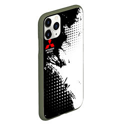 Чехол iPhone 11 Pro матовый Mitsubishi - черно-белая абстракция, цвет: 3D-темно-зеленый — фото 2