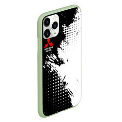 Чехол iPhone 11 Pro матовый Mitsubishi - черно-белая абстракция, цвет: 3D-салатовый — фото 2