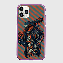 Чехол iPhone 11 Pro матовый Акула-монстр, цвет: 3D-фиолетовый