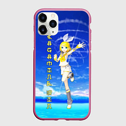 Чехол iPhone 11 Pro матовый Кагамине Рин - Kagamine Rin вокалоид, цвет: 3D-малиновый