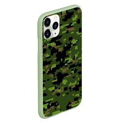 Чехол iPhone 11 Pro матовый Камуфляж лесной пиксель, цвет: 3D-салатовый — фото 2