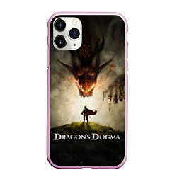 Чехол iPhone 11 Pro матовый Рыцарь и дракон Dragons dogma, цвет: 3D-розовый