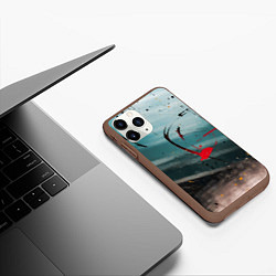 Чехол iPhone 11 Pro матовый Абстрактные пластины в синем тумане и краски, цвет: 3D-коричневый — фото 2