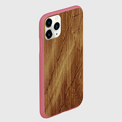 Чехол iPhone 11 Pro матовый Деревянная текстура, цвет: 3D-малиновый — фото 2