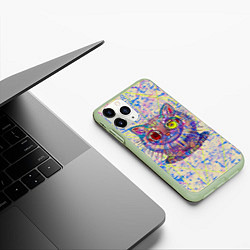 Чехол iPhone 11 Pro матовый Кот Такаши Мураками, цвет: 3D-салатовый — фото 2