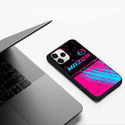 Чехол iPhone 11 Pro матовый Mazda - neon gradient: символ сверху, цвет: 3D-черный — фото 2