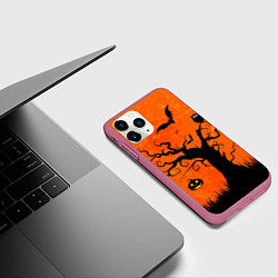 Чехол iPhone 11 Pro матовый Мрачное дерево, цвет: 3D-малиновый — фото 2