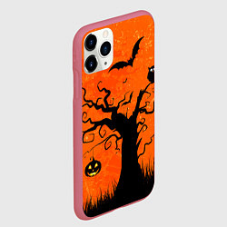Чехол iPhone 11 Pro матовый Мрачное дерево, цвет: 3D-малиновый — фото 2