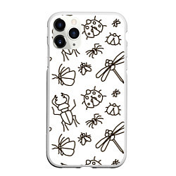 Чехол iPhone 11 Pro матовый Bugs pattern, цвет: 3D-белый