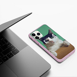 Чехол iPhone 11 Pro матовый Мем с котом - голод, цвет: 3D-розовый — фото 2