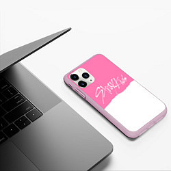 Чехол iPhone 11 Pro матовый Stray Kids pink and white, цвет: 3D-розовый — фото 2