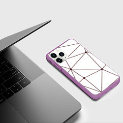 Чехол iPhone 11 Pro матовый Геометрические линии на белом фоне, цвет: 3D-фиолетовый — фото 2