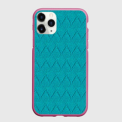 Чехол iPhone 11 Pro матовый Вязание ромбиком, цвет: 3D-малиновый