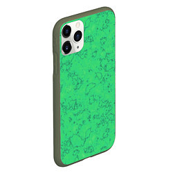 Чехол iPhone 11 Pro матовый Мраморный зеленый яркий узор, цвет: 3D-темно-зеленый — фото 2