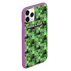 Чехол iPhone 11 Pro матовый Minecraft - пиксельные лица, цвет: 3D-фиолетовый — фото 2