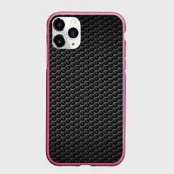 Чехол iPhone 11 Pro матовый Мелкие объёмные ячейки - оптическая иллюзия, цвет: 3D-малиновый