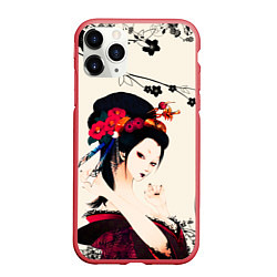 Чехол iPhone 11 Pro матовый Японская девушка, цвет: 3D-красный