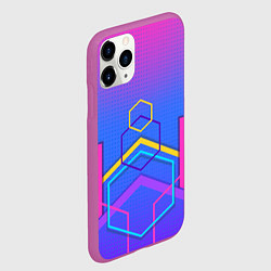 Чехол iPhone 11 Pro матовый Многоцветный градиент с геометрическими фигурами, цвет: 3D-фиолетовый — фото 2