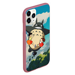 Чехол iPhone 11 Pro матовый Flight Totoro, цвет: 3D-малиновый — фото 2