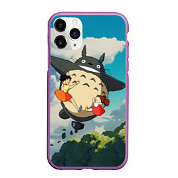 Чехол iPhone 11 Pro матовый Flight Totoro, цвет: 3D-фиолетовый