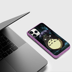 Чехол iPhone 11 Pro матовый Totoro in rain forest, цвет: 3D-фиолетовый — фото 2