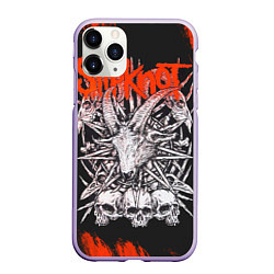 Чехол iPhone 11 Pro матовый Slipknot черепа, цвет: 3D-светло-сиреневый