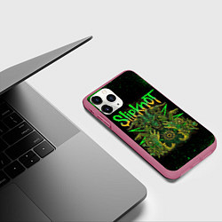 Чехол iPhone 11 Pro матовый Slipknot green satan, цвет: 3D-малиновый — фото 2