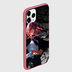 Чехол iPhone 11 Pro матовый Демон контроля : Человек бензопила, цвет: 3D-малиновый — фото 2