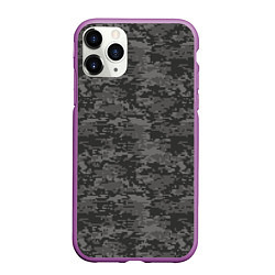 Чехол iPhone 11 Pro матовый Камуфляж AOR-2 серый пиксель, цвет: 3D-фиолетовый
