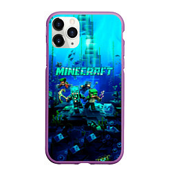 Чехол iPhone 11 Pro матовый Minecraft water, цвет: 3D-фиолетовый