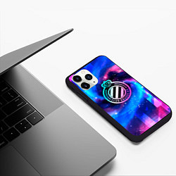 Чехол iPhone 11 Pro матовый Club Brugge неоновый космос, цвет: 3D-черный — фото 2