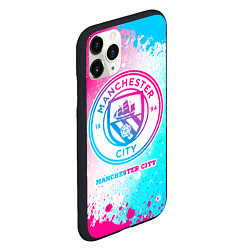Чехол iPhone 11 Pro матовый Manchester City neon gradient style, цвет: 3D-черный — фото 2