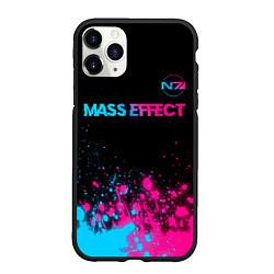 Чехол iPhone 11 Pro матовый Mass Effect - neon gradient: символ сверху, цвет: 3D-черный