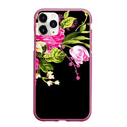 Чехол iPhone 11 Pro матовый Букет цветов, цвет: 3D-малиновый