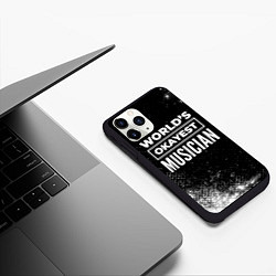 Чехол iPhone 11 Pro матовый Worlds okayest musician - dark, цвет: 3D-черный — фото 2