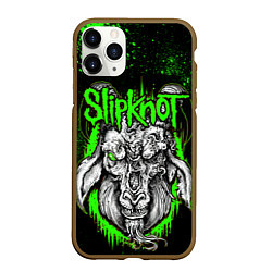 Чехол iPhone 11 Pro матовый Slipknot зеленый козел, цвет: 3D-коричневый