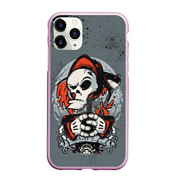 Чехол iPhone 11 Pro матовый Slipknot Скелет, цвет: 3D-розовый