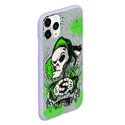 Чехол iPhone 11 Pro матовый Slipknot скелет green, цвет: 3D-светло-сиреневый — фото 2