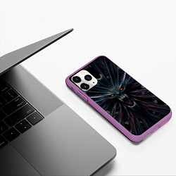 Чехол iPhone 11 Pro матовый Scream alien monster, цвет: 3D-фиолетовый — фото 2