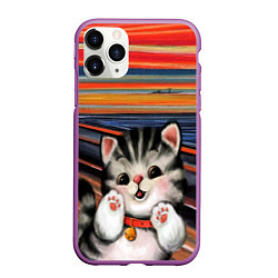 Чехол iPhone 11 Pro матовый Крик котёнка мяу, цвет: 3D-фиолетовый