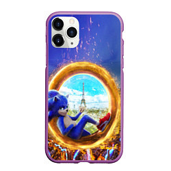 Чехол iPhone 11 Pro матовый Соник в кино, цвет: 3D-фиолетовый