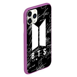 Чехол iPhone 11 Pro матовый BTS - Автографы, цвет: 3D-фиолетовый — фото 2