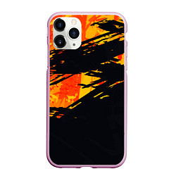 Чехол iPhone 11 Pro матовый Orange and black, цвет: 3D-розовый