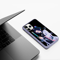 Чехол iPhone 11 Pro матовый Шинобу Кочо с клинком - demon slayer, цвет: 3D-светло-сиреневый — фото 2