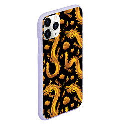 Чехол iPhone 11 Pro матовый Golden dragons, цвет: 3D-светло-сиреневый — фото 2