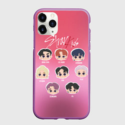Чехол iPhone 11 Pro матовый Chibi Stray Kids, цвет: 3D-фиолетовый
