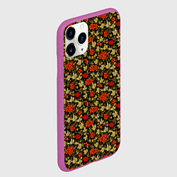 Чехол iPhone 11 Pro матовый Хохлома - красные ягоды, цвет: 3D-фиолетовый — фото 2