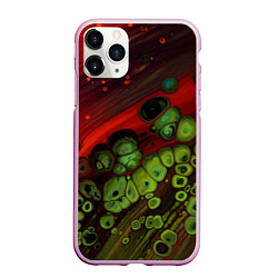 Чехол iPhone 11 Pro матовый Абстрактные красный песок и зелёные камни, цвет: 3D-розовый